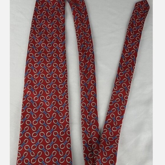 Brooks Brothers Red Chain Link Textured Silk Neck Tie Made In USA - Picture 4 of 5